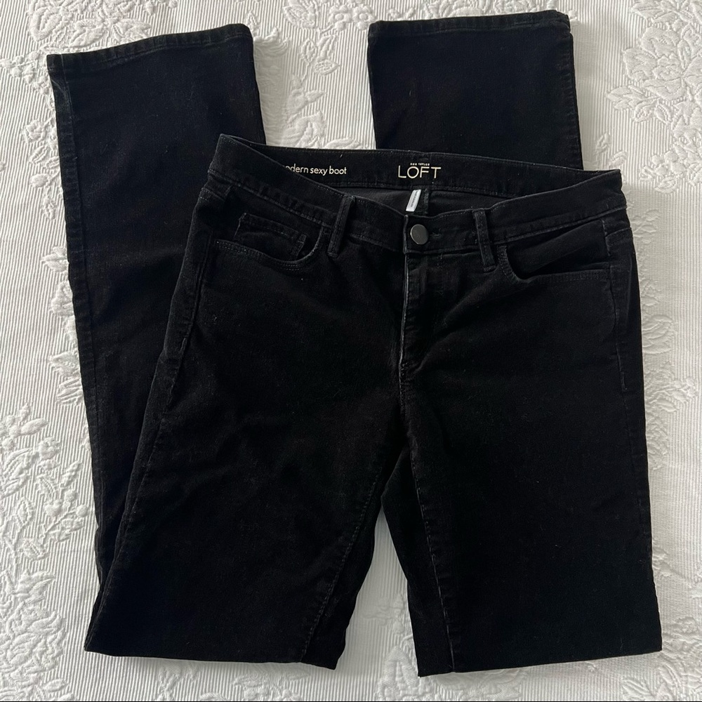 Ann Taylor Loft Boot Cut Black Corduroy Pants